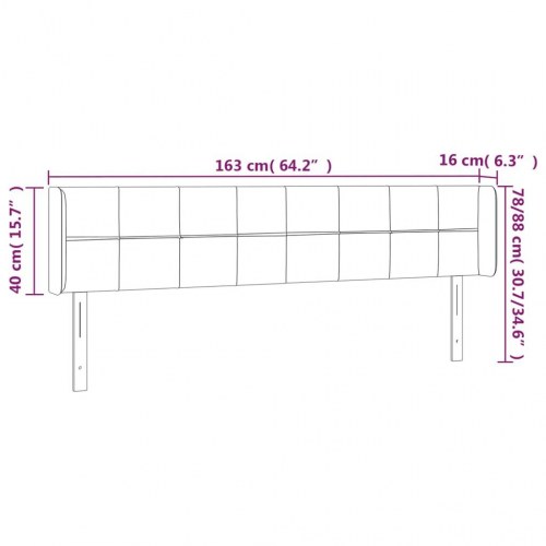 Sengegavl med LED-lys 163 x 16 x 78/88 cm - mørkegrå
