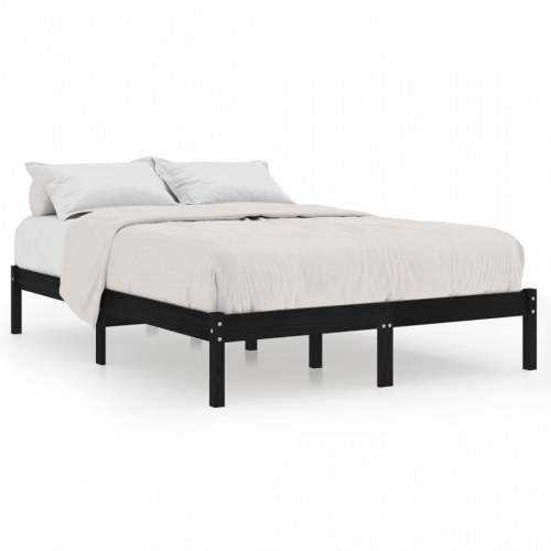 Sengeramme 160x200 cm massivt fyrretræ sort