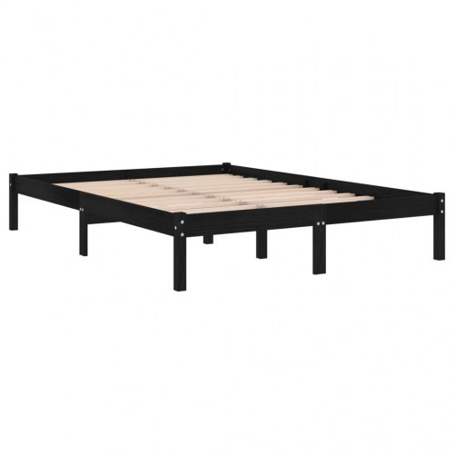 Sengeramme 160x200 cm massivt fyrretræ sort