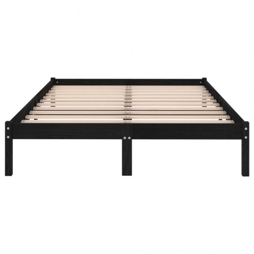 Sengeramme 160x200 cm massivt fyrretræ sort