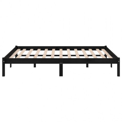 Sengeramme 160x200 cm massivt fyrretræ sort