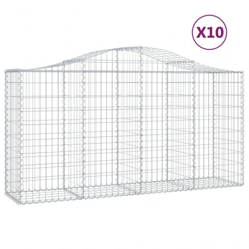 Buede gabionkurve - 10 stk. 200×50×100/120 cm i galvaniseret jern