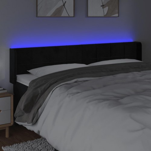 Sengegavl med LED-lys 163 x 16 x 78/88 cm - sort