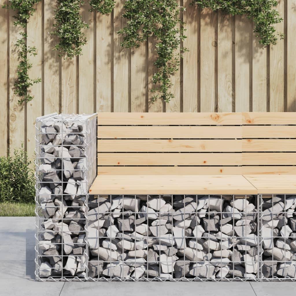 Havebænk med gabiondesign 92x71x65,5 cm massivt fyrretræ