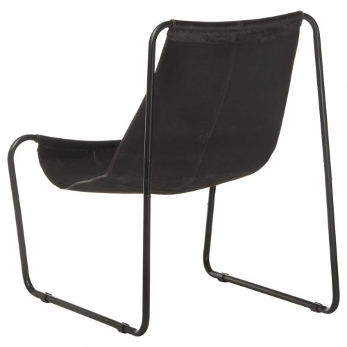 Lænestol ægte læder sort