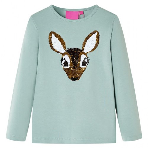 Langærmet T-shirt til børn str. 92 mintgrøn