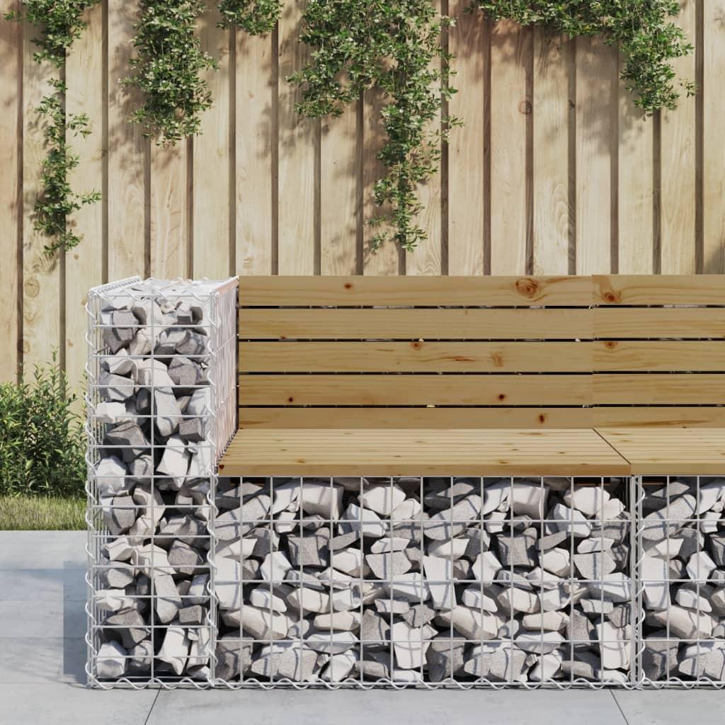 Havebænk Med Gabiondesign Massivt Fyrretræ - Mørkebrun / 92 x 71 x 65.5 cm
