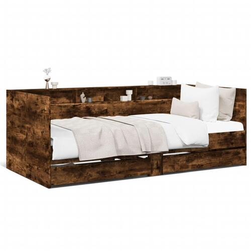 Daybed med skuffer uden madras 100x200 cm røget eg