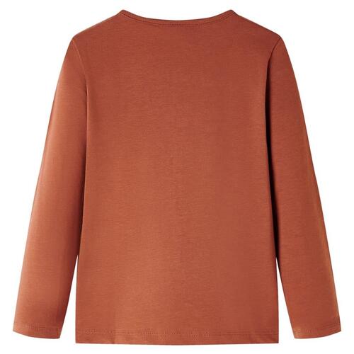 Langærmet T-shirt til børn str. 92 cognacfarvet