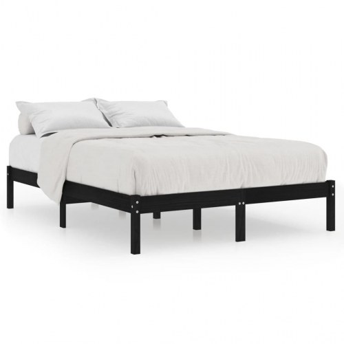 Sengestel 180x200 cm Super King massivt fyrretræ sort