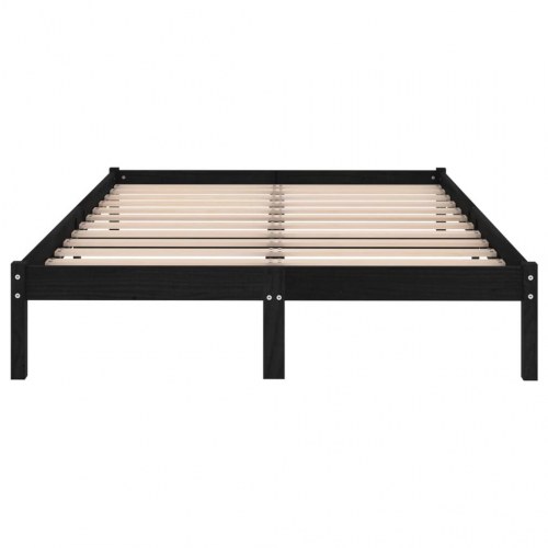 Sengestel 180x200 cm Super King massivt fyrretræ sort