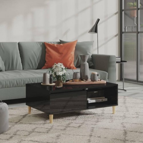 Sofabord 90x60x35 cm konstrueret træ sort højglans