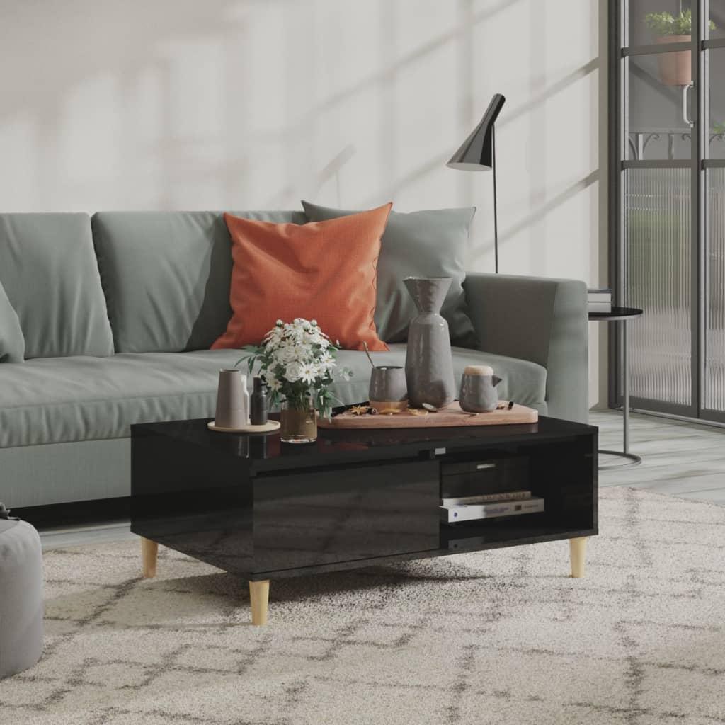 Sofabord 90x60x35 cm konstrueret træ sort højglans