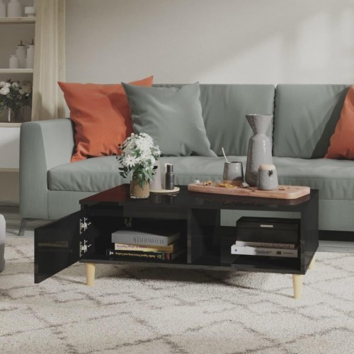 Sofabord 90x60x35 cm konstrueret træ sort højglans