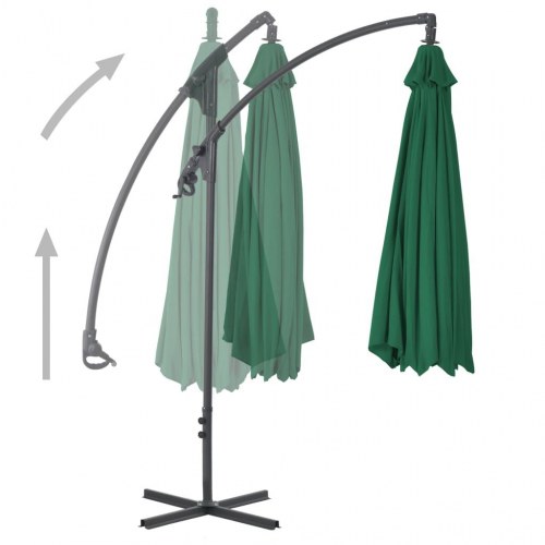 Hængeparasol 250x250 cm stålstang grøn