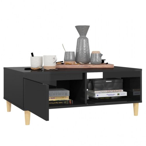 Sofabord 90x60x35 cm konstrueret træ sort højglans