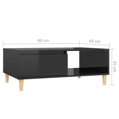 Sofabord 90x60x35 cm konstrueret træ sort højglans