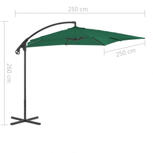 Hængeparasol 250x250 cm stålstang grøn