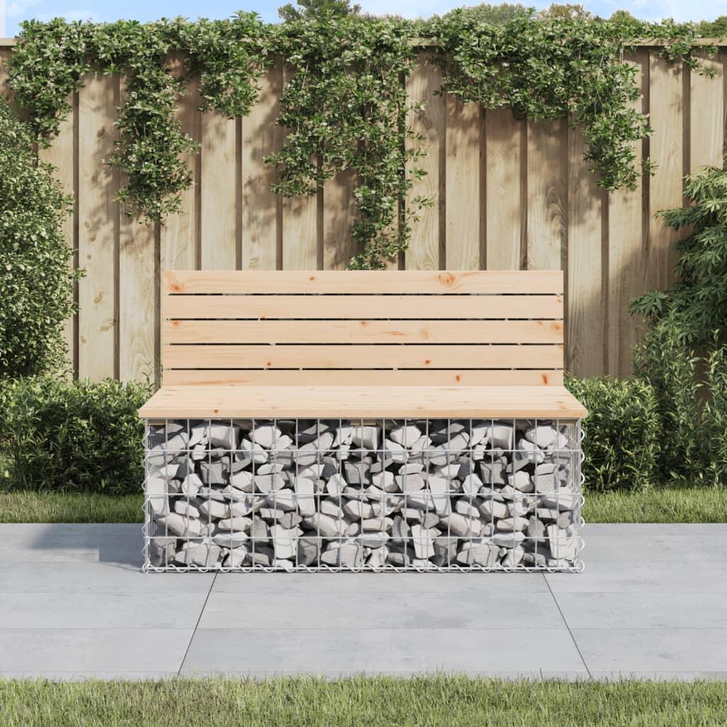 Havebænk med gabiondesign 103x70x65 cm massivt fyrretræ