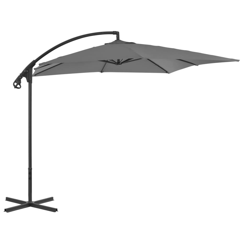 Hængeparasol 250x250 cm stålstang antracitgrå