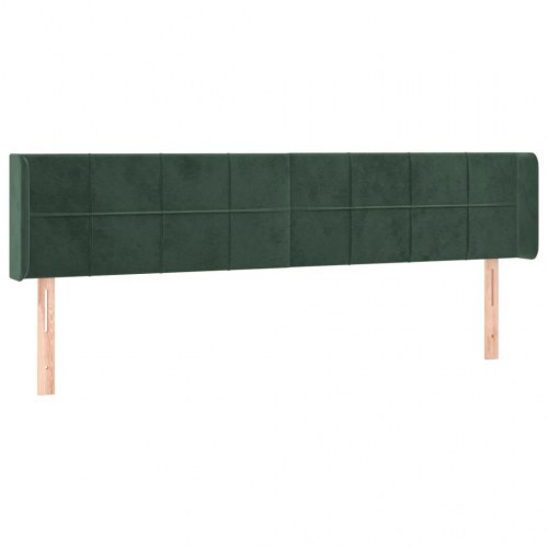 Sengegavl med LED-lys i fløjl 183 x 16 x 78/88 cm - mørkegrøn