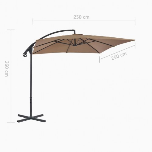 Hængeparasol 250x250 cm stålstang gråbrun