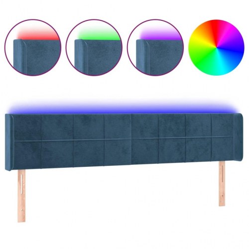 Sengegavl med LED-lys 183 x 16 x 78/88 cm - mørkeblå