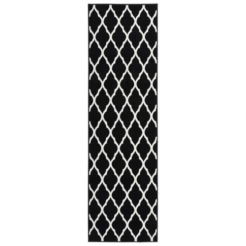 Tæppeløber 100x450 cm BCF sort og hvid