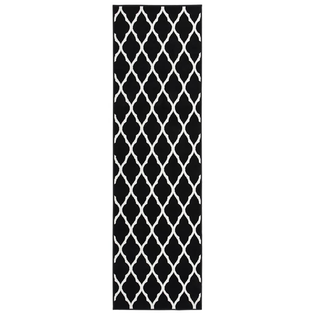Tæppeløber 100x450 cm BCF sort og hvid