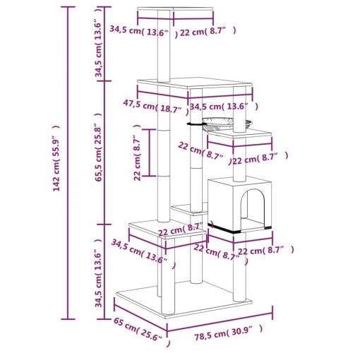 Kradsetræ med sisalkradsestolpe 142 cm cremefarvet