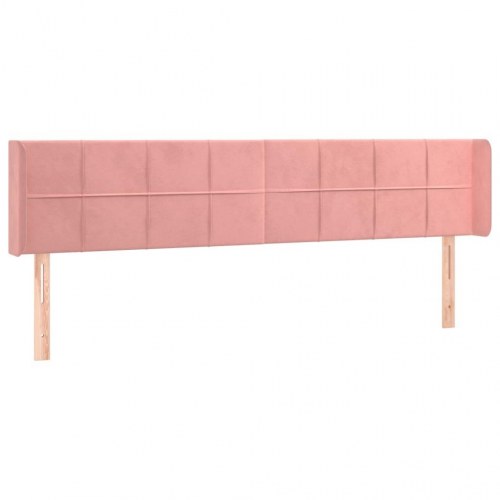 Sengegavl med LED-lys i fløjl 183 x 16 x 78/88 cm - lyserød
