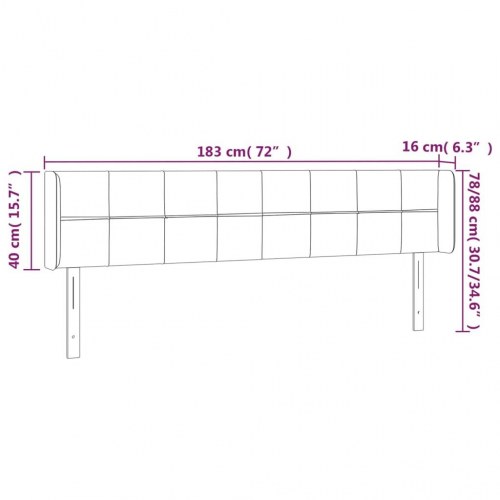 Sengegavl med LED-lys i fløjl 183 x 16 x 78/88 cm - lyserød