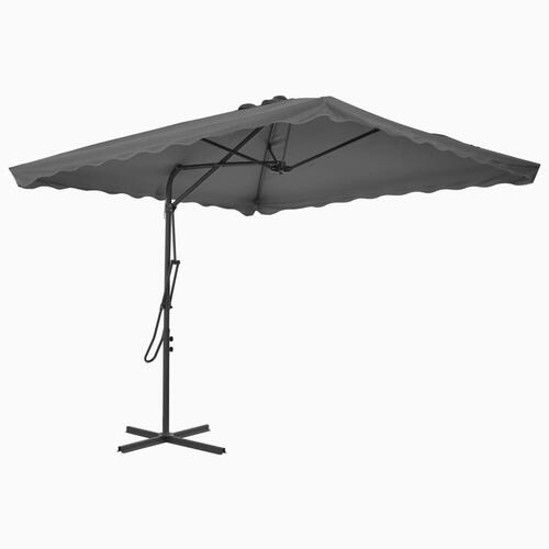 Udendørs parasol med stålstang 250 x 250 cm antracitgrå