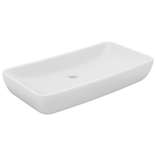 Luksuriøs håndvask 71x38 cm rektangulær keramik mat hvid