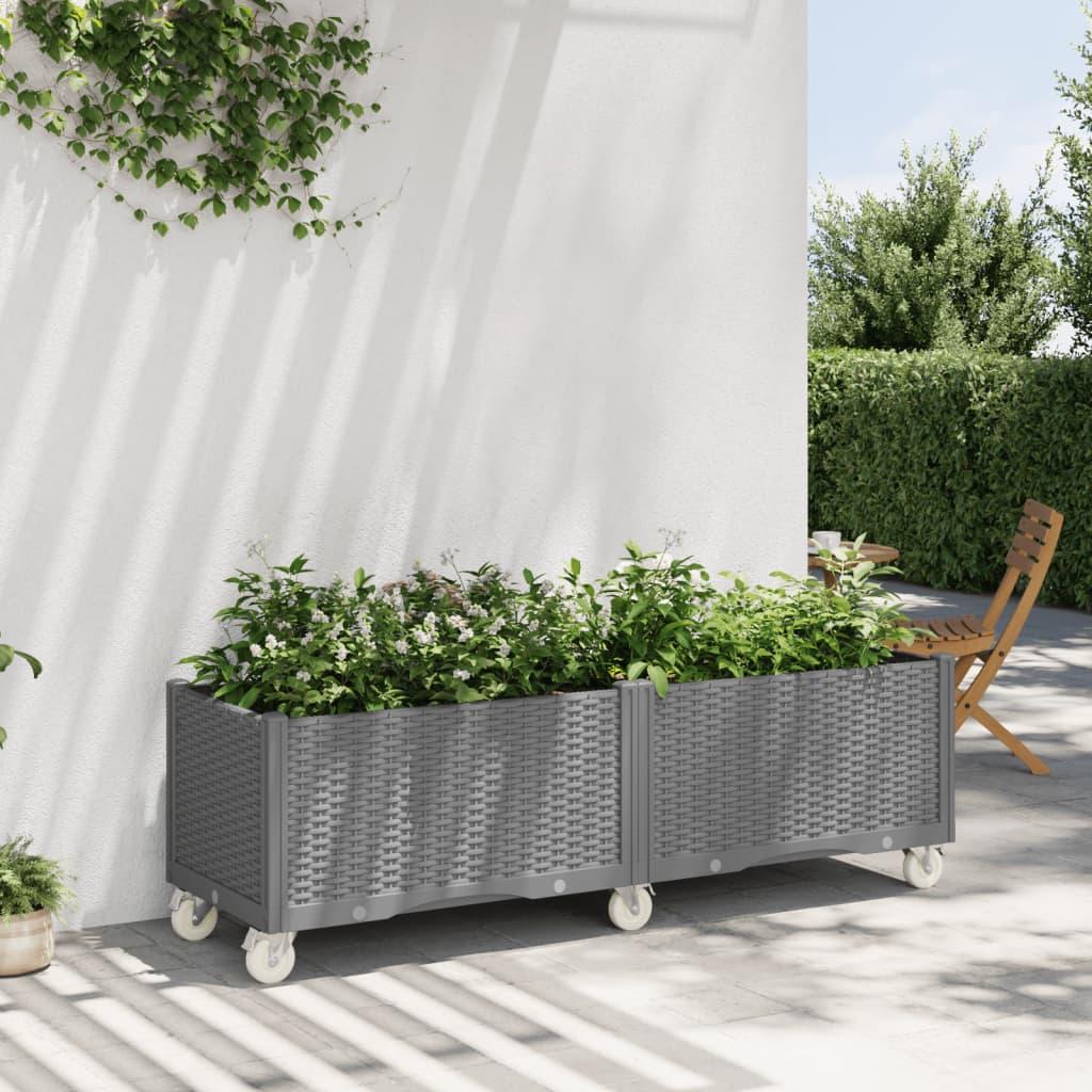 Plantekasse med hjul 160x50x54 cm PP lysegrå