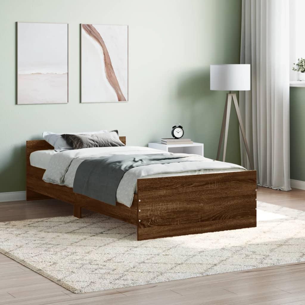 Sengeramme 90x190 cm uden madras konstrueret træ brunt eg