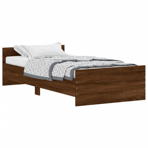 Sengeramme 90x190 cm uden madras konstrueret træ brunt eg