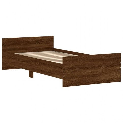 Sengeramme 90x190 cm uden madras konstrueret træ brunt eg