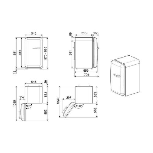 Mini køleskab Smeg FAB10LRD5 Rød
