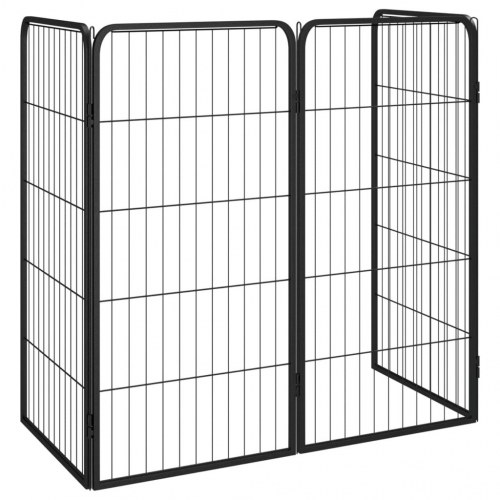Hundegård 50 × 100 cm - 4 paneler i pulverlakeret stål, sort