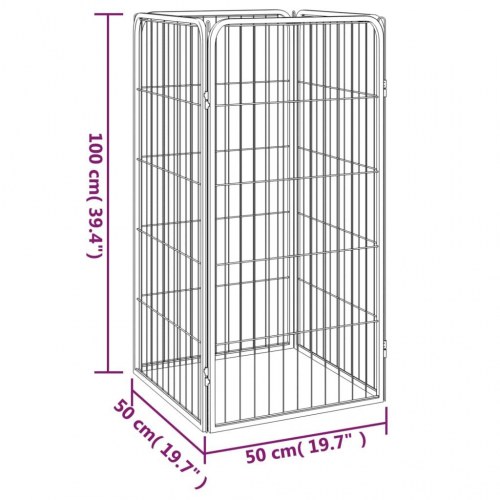 Hundegård 50 × 100 cm - 4 paneler i pulverlakeret stål, sort