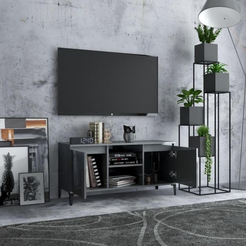 Tv-skab med metalben 103,5x35x50 cm grå højglans