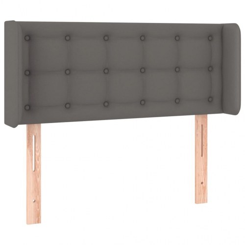 Sengegavl med LED-lys i kunstlæder 83 x 16 x 78/88 cm - grå