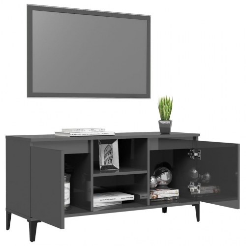 Tv-skab med metalben 103,5x35x50 cm grå højglans