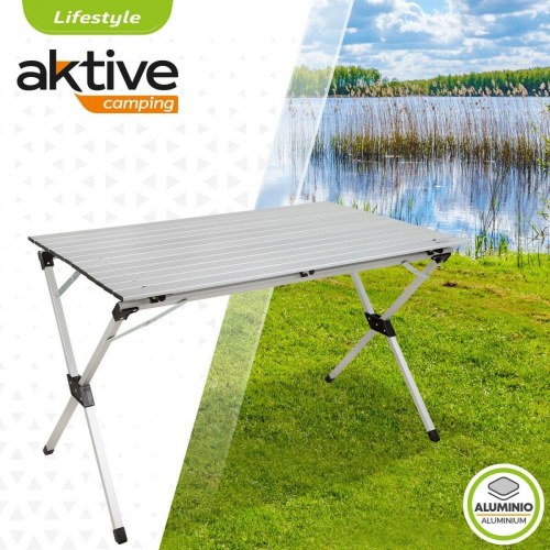 Aktive sammenklappeligt campingbord i aluminium - sølv, 110 × 70 × 70 cm (4 stk.)