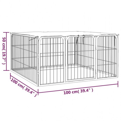 Hundegård 100x50 cm 4 paneler pulverlakeret stål sort