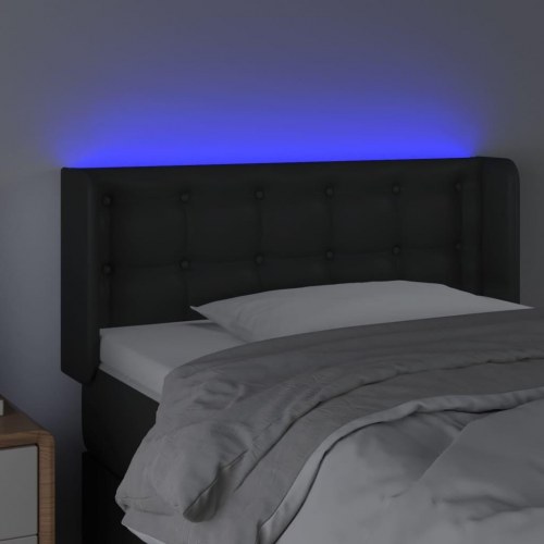 Sengegavl med LED-lys - sort, 93 x 16 x 78/88 cm