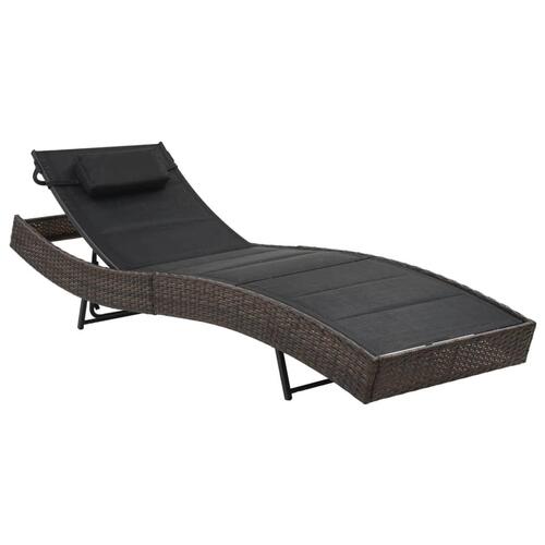 Liggestol polyrattan og textilene brun