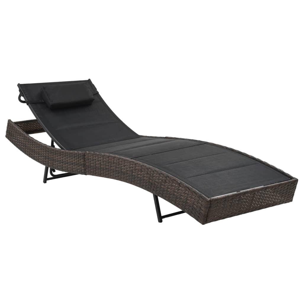 Liggestol polyrattan og textilene brun