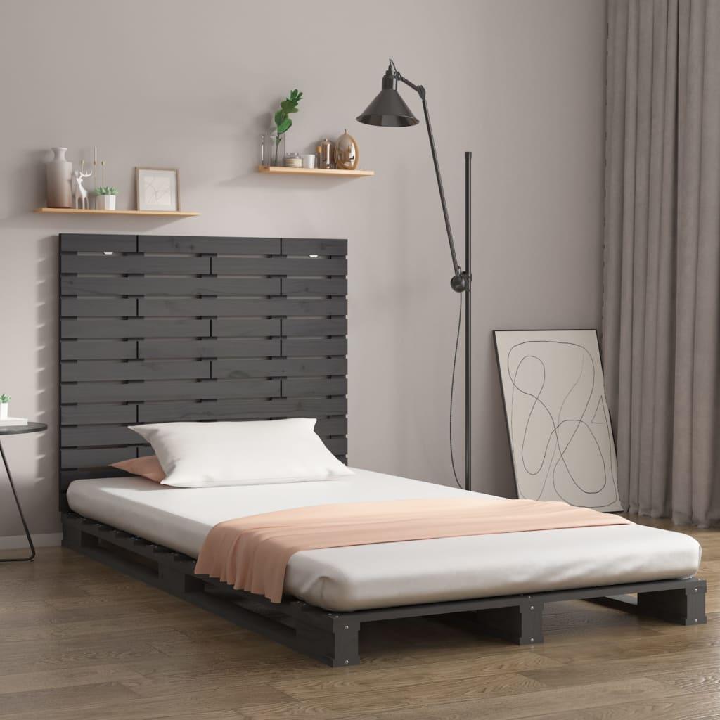 Sengegavl 106x3x91,5 cm massivt fyrretræ grå